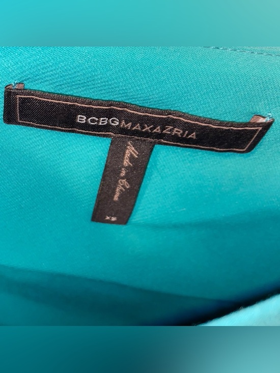 BCBGMAXAZRIA Alana One-shoulder Dress Midi XS Extra Small Sea Teal Blue Green - Picture 3 of 8
